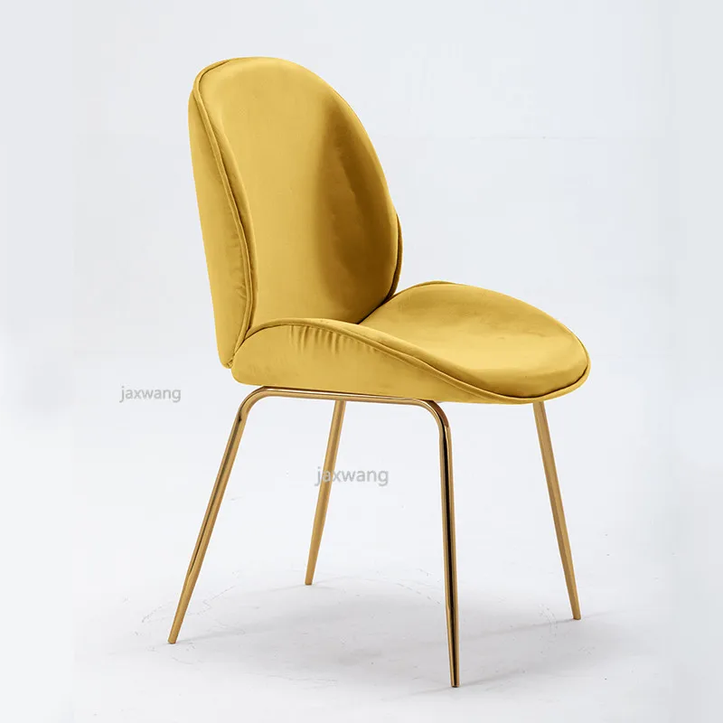 Скандинавские кресла для макияжа, обеденный стул, спинка, форма корпуса, Защита позвоночника, светильник, роскошный офисный стул, индивидуальный стул для гостиной - Цвет: yellow