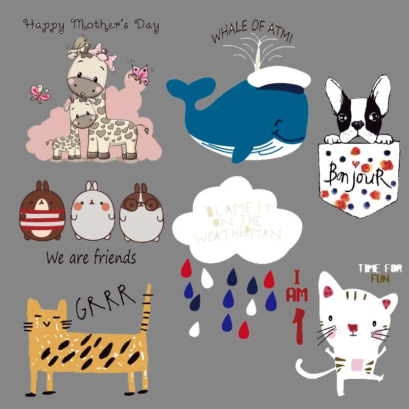 Ocean Animal Iron On Patches Washable Heat Transfer Sticker Clothes Applique PER