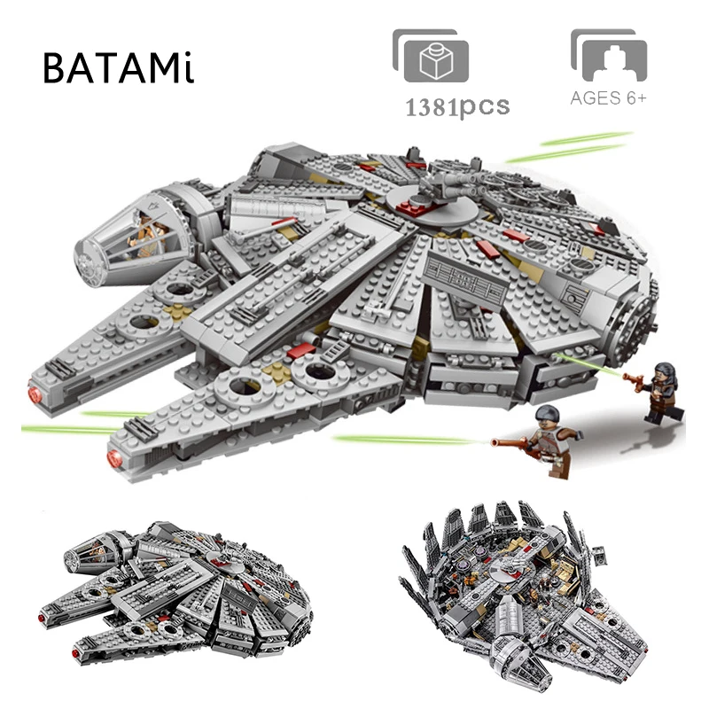 Tanie Model klocki do budowy zestaw zabawek 1381 sztuk 05007 Wars zestaw Millennium Falcon 6 Building Brick Minfigure świąteczne zabawki prezentowe dla dzieci