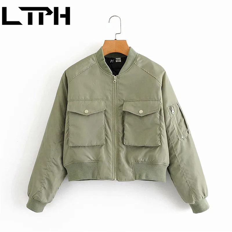 

LTPH Street Casual Fashion Plus Cotton Thicken Warm Bomber Jackets Winter Outerwear Solid All-match woman jacket 2020 New Coat