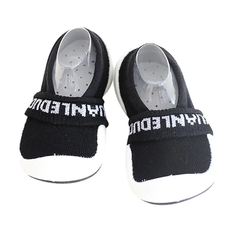 Spring Autumn Infant Baby Girls Boys Anti-Slip Cotton Shoes Casual Soft Soled Rubber Socks Design Comfortable First Walker Shoes - Цвет: Черный