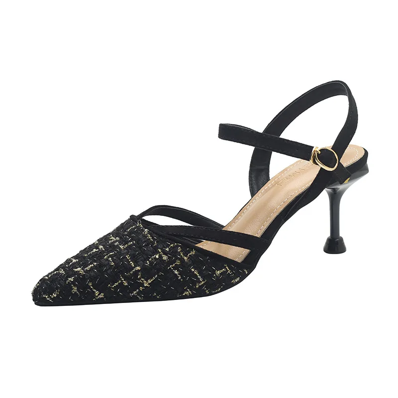 

570-35 Fairy-Style Sandals 2019 Spring And Summer New Style Closed-toe Online Celebrity High Heel Shoes Fashion Pointed Shoes Ve