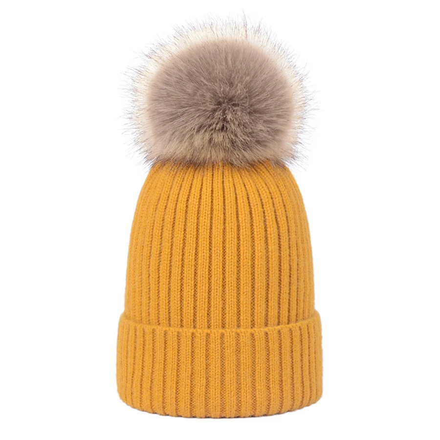 Girita, женская вязаная шапка, Skullies, зимние шапки, флисовые вязанные крючком шапки, меховые женские теплые шапки с помпоном