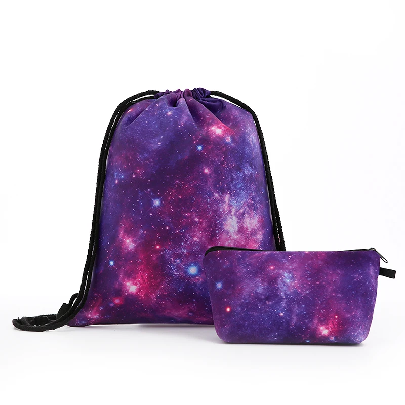 Рюкзак звездное небо сумки на шнурке косметический костюм модный принт дорожные мужские сумки женские Наплечные мягкий рюкзак для
