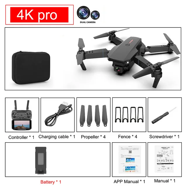 Drone 4k E88 Pro Dual Camera Visual Positioning Rc Quadcopter 1080P HD WiFi Fpv Height Hold Foldable Wide-angle Airplane Drone syma x20 rc helicopter with camera RC Quadcopter