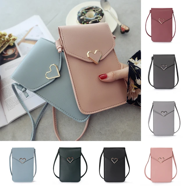 Layfuz Women Card Holder wi Adjustable Shoulder Strap PU Lea er Wallet Mini  Phone Bag : : Electronics