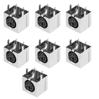 

uxcell 7pcs S-video PCB Mount 6 Pin Din Socket Audio Video Connector Silver Tone Black Metal Case