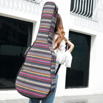 

40/ 41 Inch Ethnic Knitting Style Guitar Ukulele Bag Backpack Double Shoulder Strap Cotton Padded Ukelele Guitar Carrying Case