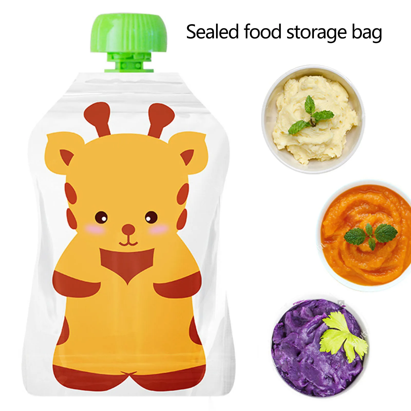 8pcs Reusable Food Storage Bag Yogurt Milk Food Pouches Refillable Kids Toddlers Supplementary Squeeze Bottle Random baby food storage containers,portable food storage box,food pouch