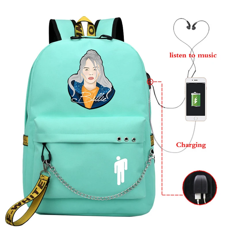 810 2 Mochila рюкзак женский Billie Eilish школьные сумки для девочек-подростков Usb зарядка Bookbag розовый рюкзак женский ноутбук дорожная сумка - Цвет: 810 2
