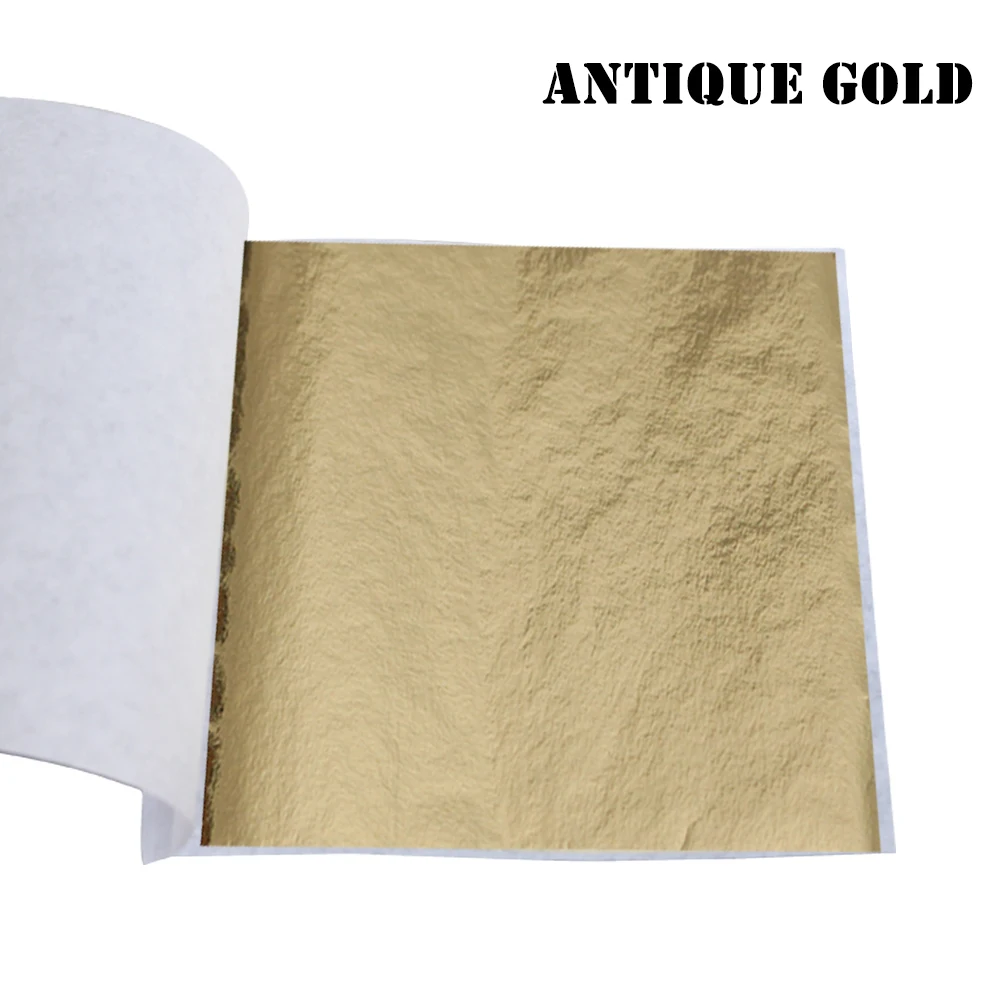 Antique Gold Имитация листов золотого листа фольга бумага 10 шт. 8X8,5 см для художественных ремесел статуя украшения ногтей красочный золотой лист фольга бумага позолота - Цвет: Antique Gold