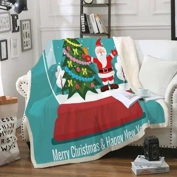

Christmas Tree Santa Crystal Ball Throw Blanket Soft Sherpa Fleece Blanket Cozy Blanket for Kids Sofa Blanket Travel Blanket