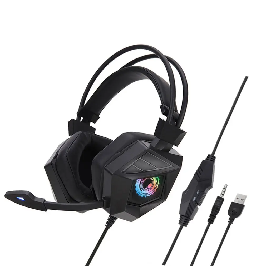 RGB Light Gaming Headset Bass Stereo Gamer Headphone with Microphone