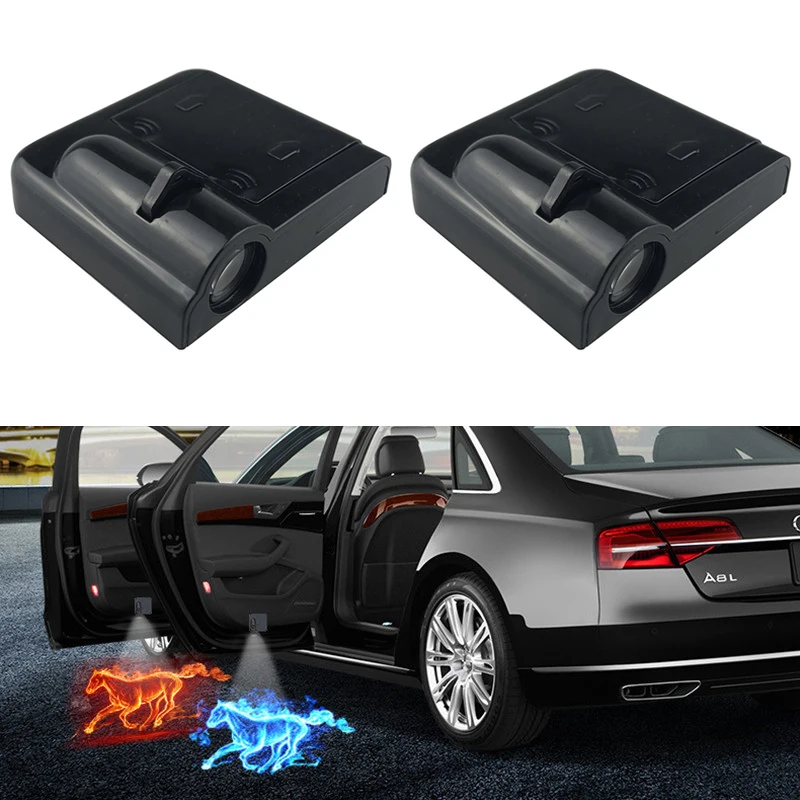 1PC Car Door Welcome Logo Light for Audi kia toyota ford mazda mazda fiat skoda blue hurse