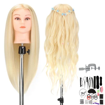 

Training Mannequin Head White 70% Real Hair Professional Hairdressing Dummy Dolls Head Hair Styling Hair Practice Head