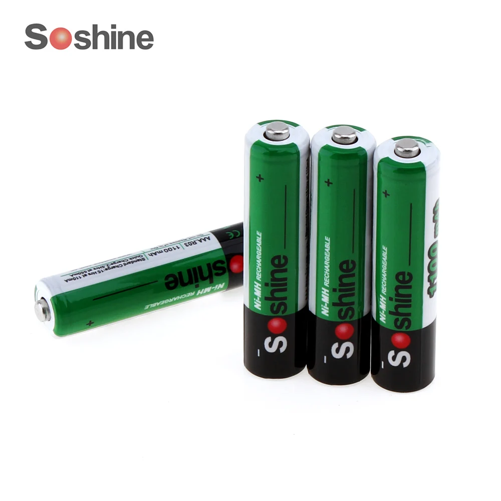 4 шт. упак. аккумуляторная батарея Soshine Ni MH AAA 1100 мАч 3 А переносная держатель для