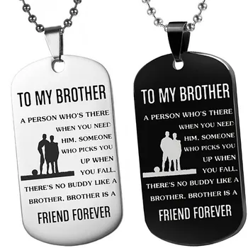 

Stainless Steel To My Brother Necklace Metal Lettering Pendant Inspirational Love Gifts