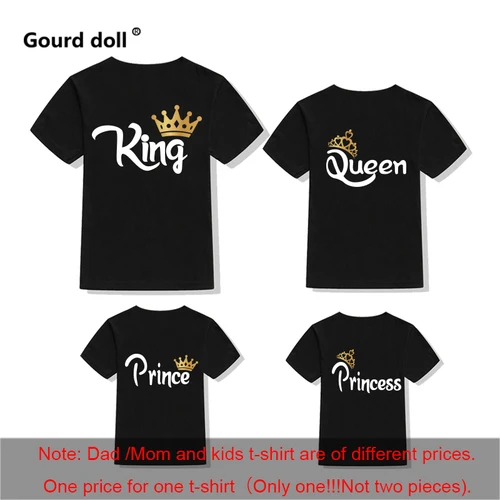가족 일치하는 옷 어머니 아버지 딸 아들 키즈 Tshirt 가족 킹 퀸 편지 인쇄 옷 엄마와 나 가기 5