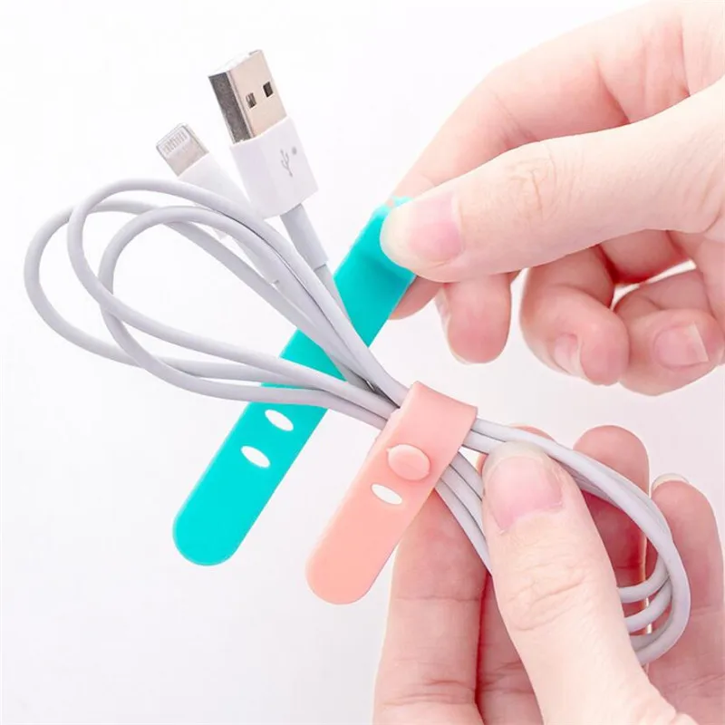 

4 Pcs/lot Multipurpose Desktop Phone Cable Winder Earphone Clip Charger Organizer Management Wire Cord fixer Silicone Holder