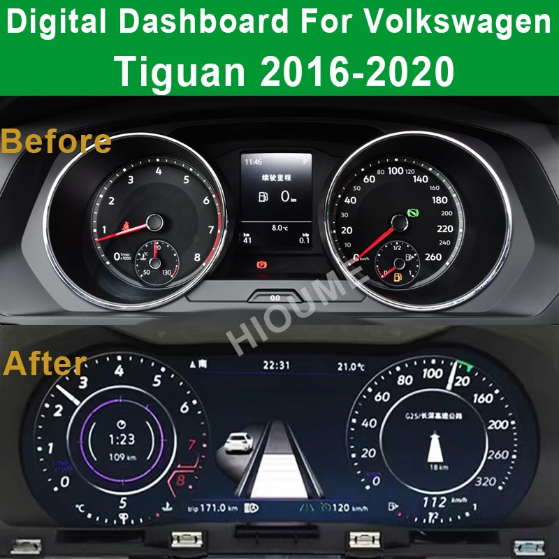 Автомобильный приборной панели ЖК-монитор для Volkswagen VW Tiguan 2016 2017 2018 2019 2020 |