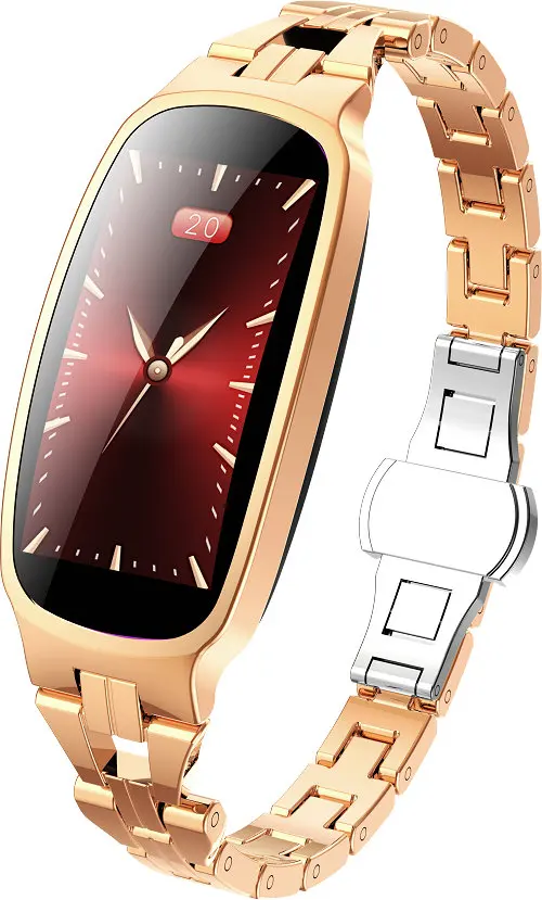 Золотой Оригинальные модные часы Smart Watch Для женщин IP67 Водонепроницаемый монитор сердечного ритма Фитнес браслет «Умные» часы Для женщин смарт-браслет - Цвет: Золотой