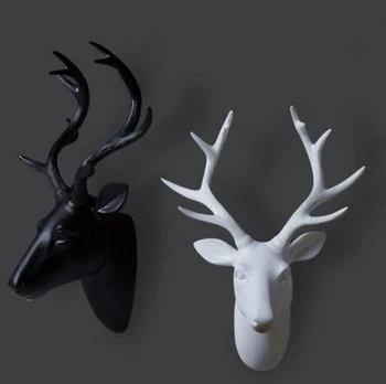 

EUROPE STYLE SERIES OF BLACK AND WHITE DEER HEAD HANGING ANIMAL HEAD MURAL WALL HANGINGS WALL DECOR HOME DECORATION ACCESSORIES