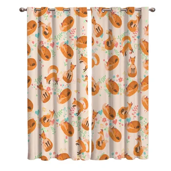 

Cartoon Animal Fox Printing Curtains Living Room Bedroom Home Decoration Suitable for Adult Children Window Curtain