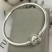 925 Sterling Silver Classic Moments Silver Bangle Wishful Heart Female Charm DIY Bracelet Free Shipping