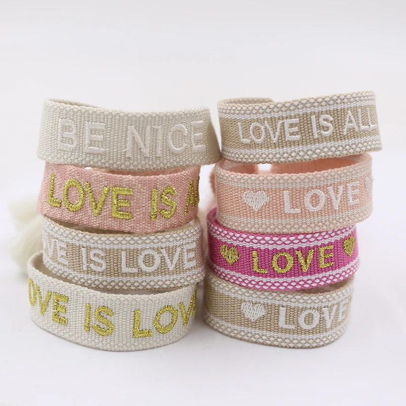 Love Printed Rope Bracelet For Women Men VIntage Braided Tassel Ethnic Lace-up Couple Bracelets Wholesale Jewelry | Украшения и