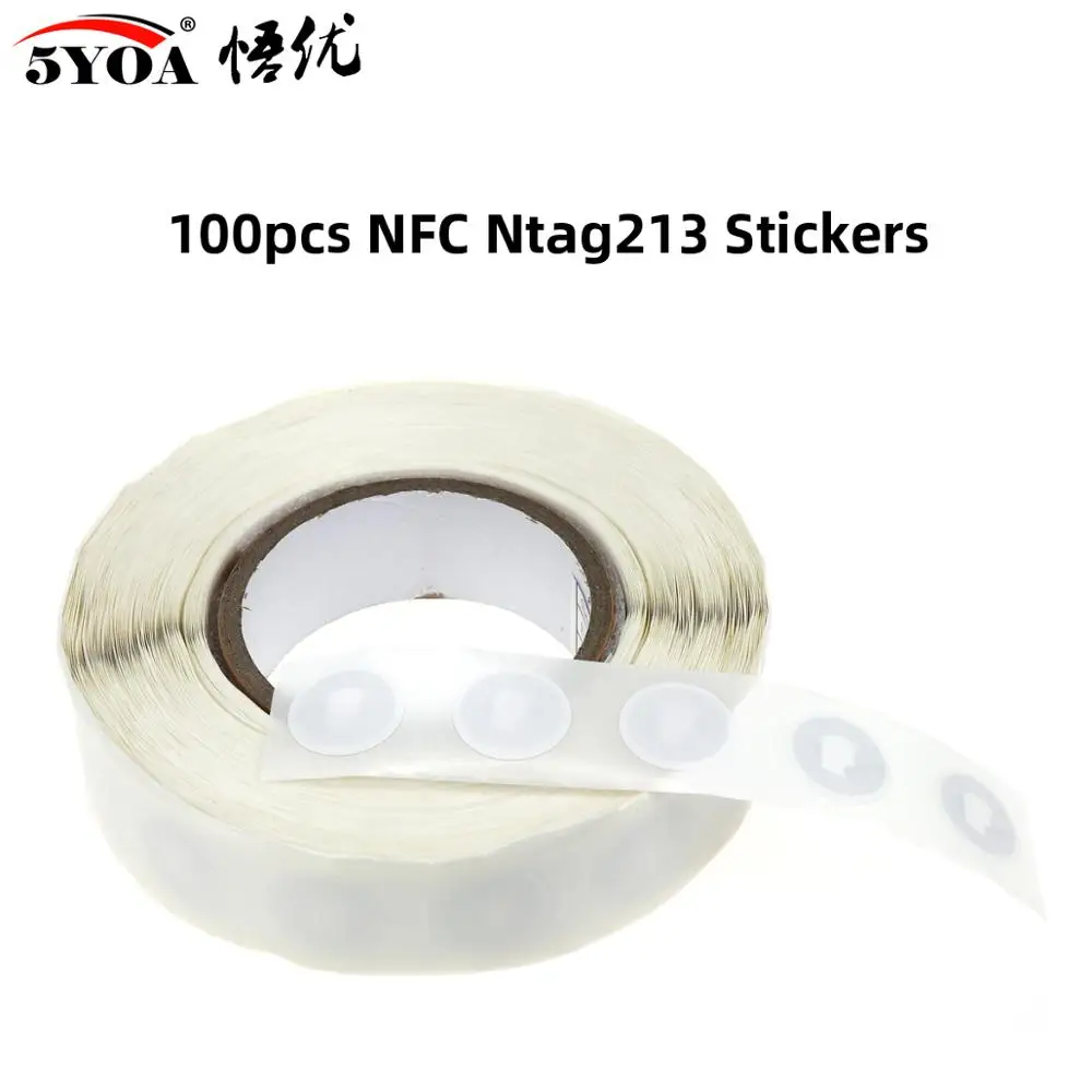 5YOA 100 шт./лот NFC тег Стикеры 13,56 МГц ISO14443A NTAG 213 бирки для ключей llaveros llavero маркер патруль Универсальный самоклеящаяся rfid-метка