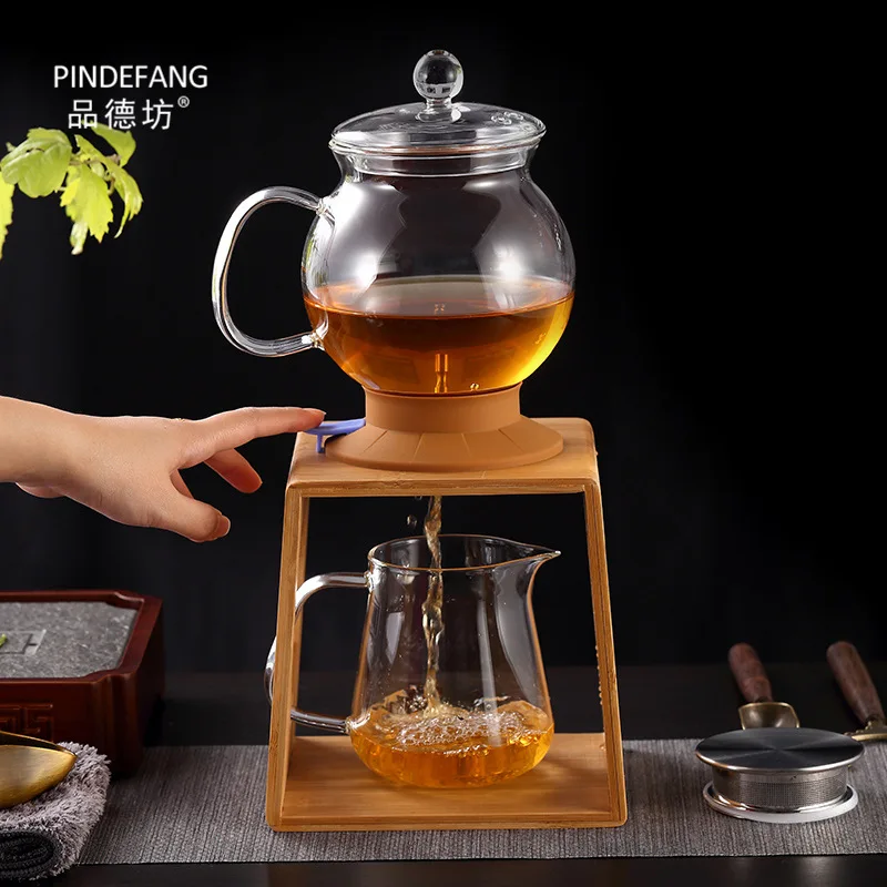 

Household Water Tower Pot Glass Tea Making Device Semi-automatic Simple Living Room Office Tea Lazy Tea Set Wholesale