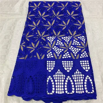 

5 yard Swiss lace fabric 2019 latest heavy beaded embroidery African cotton fabrics Swiss voile lace popular Dubai style 4L08282