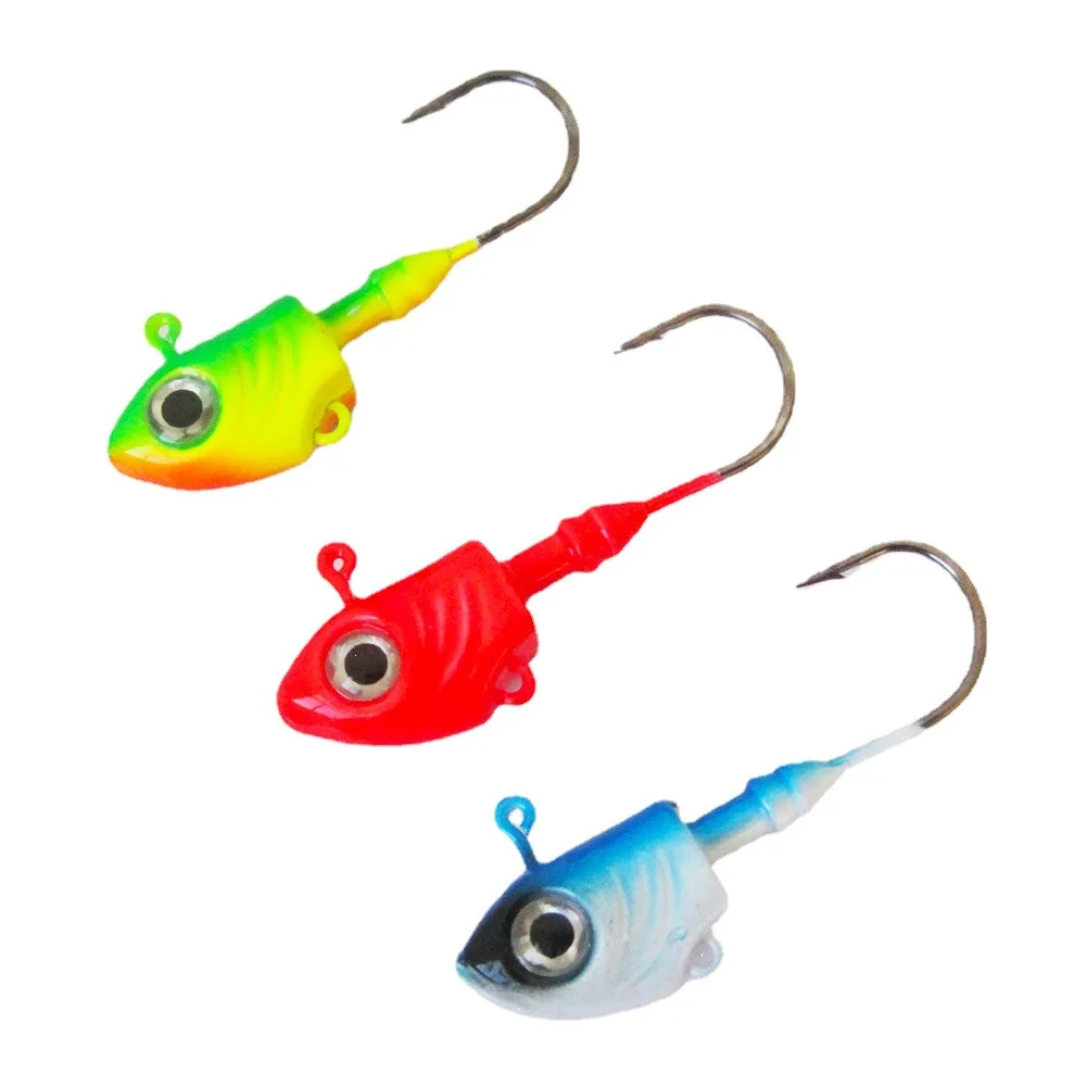 

WHYY 3pcs/lot 40g/45g Fish Head Lead Hook Carbon Steel Barbed Soft Bait Jig Heads Fishhooks for Sea and Ice Fishing Carp Fishing