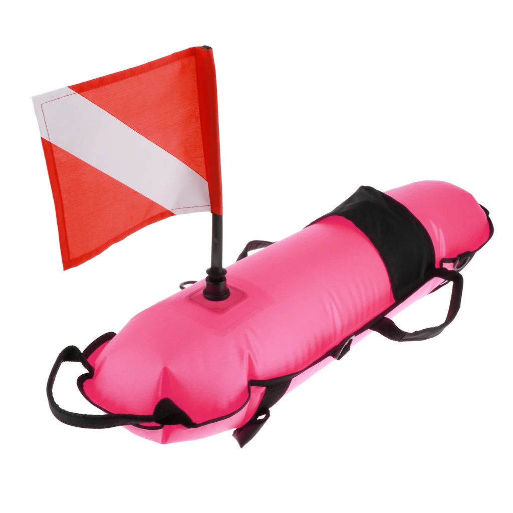 Pro Scuba Diving Inflatable Surface Marker Buoy Float with Dive Flag Snorkeling Freediving Safety Equipment