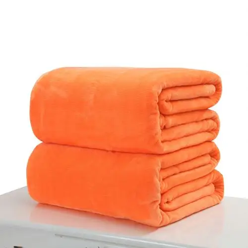 Мягкое теплое одноцветное Коралловое одеяло из флиса, фланели, покрывало, зимнее теплое постельное белье, одеяло, s диван, офисное, домашнее, текстиль, 50*70 см - Цвет: Оранжевый