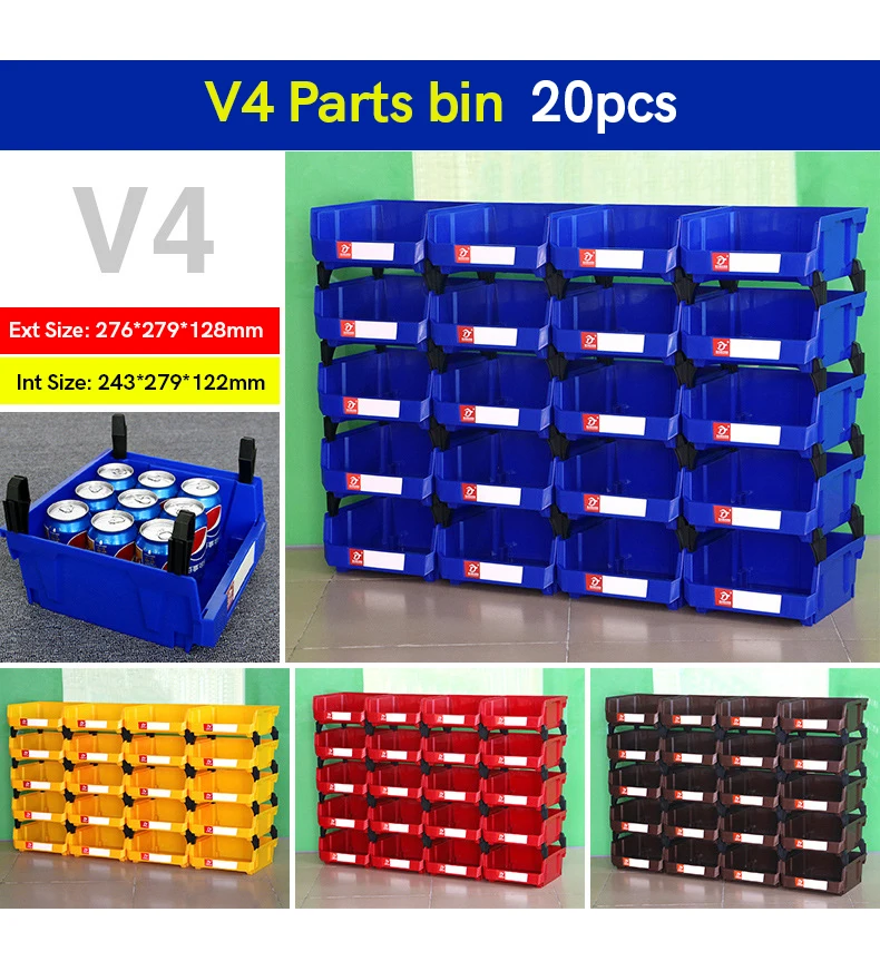 Plastic Parts Bins Stackable Used for Warehouse