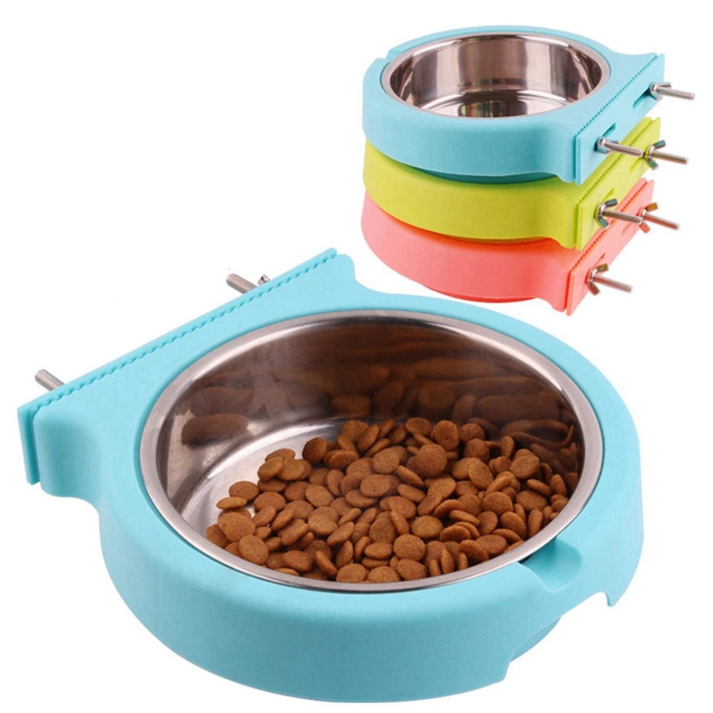 Pet Crate Cage Hanging Bowl Dog Cat Drinking Water Feeder Bowls Puppy Feeding Food Dishes