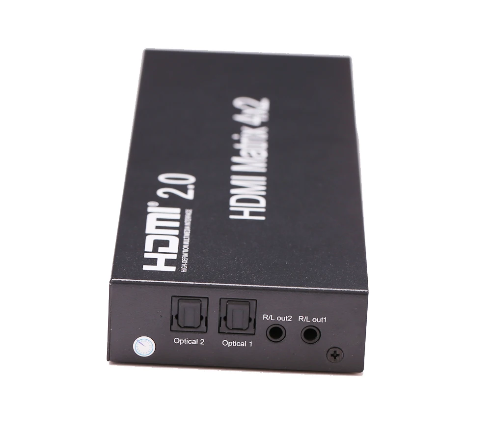 HDMI 2.0 Matrix Switcher 4x2 4K 60Hz HDMI EDID Switch Splitter Converter EDID Dual Audio out Optica