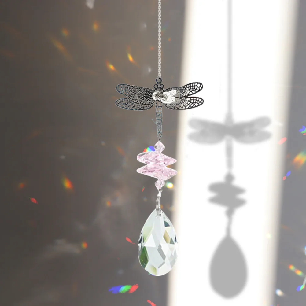 Dragonfly Handcrafted Hanging Crystal Garland Pendant DIY Chandelier Jewelry Center Part Window Garden Decoration 4