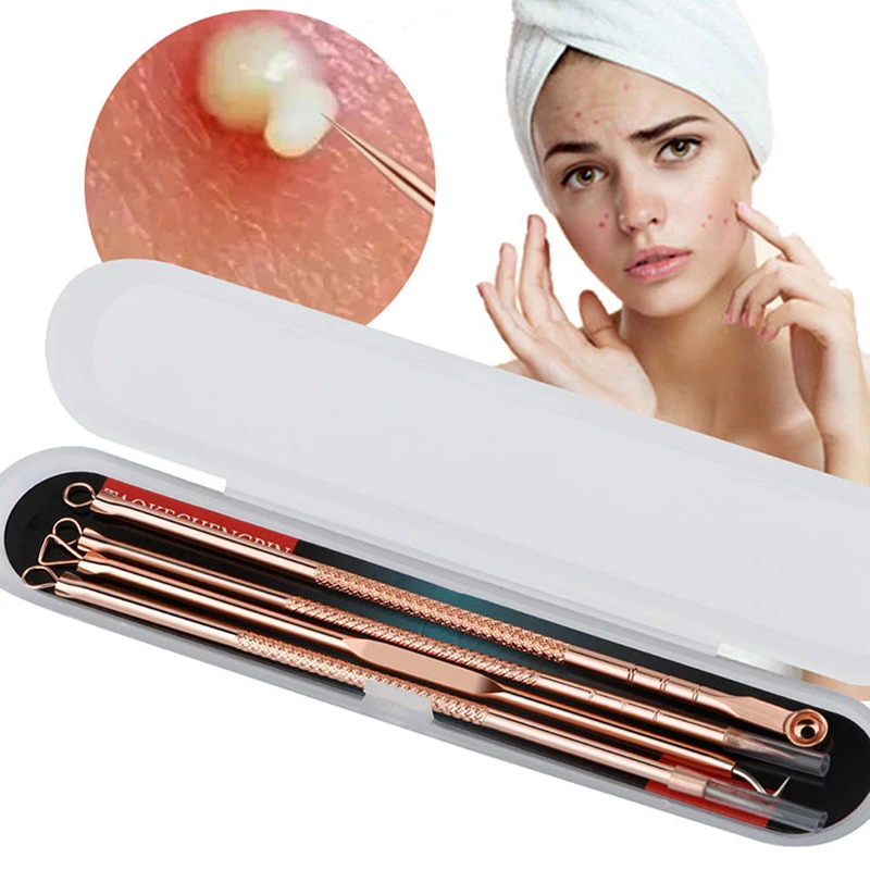 ZOECHIC 4pcs/set Blackhead Comedone Acne Pimple Blackhead Remover Tool Spoon for Face Skin Care Tool Needles Facial Pore Cleaner|Face Skin Care Machine| - AliExpress