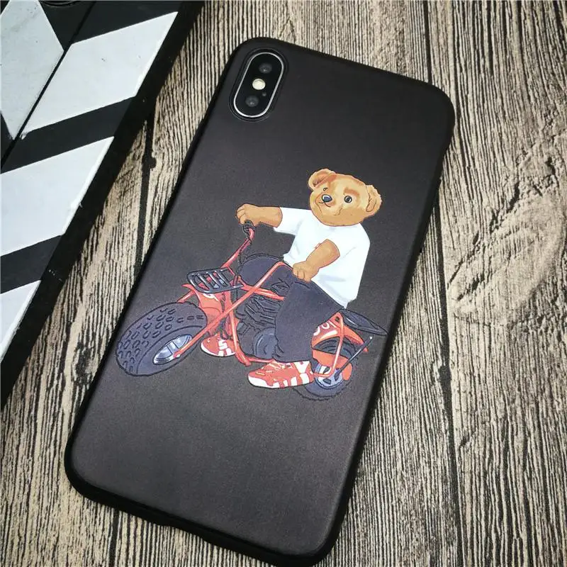 Роскошный итальянский чехол Gg с милым медведем для телефона Iphone 11 Pro X Xs Max Xr 10 8 7 6 6s Plus, мягкий матовый силиконовый чехол - Цвет: CHE