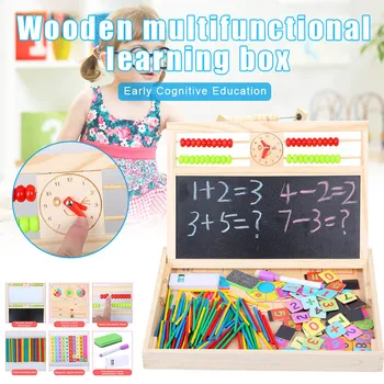 

Wooden Multifunctional Double-sided Drawing Board Learning Box Toys Kid Early Education Toy Kit BM88
