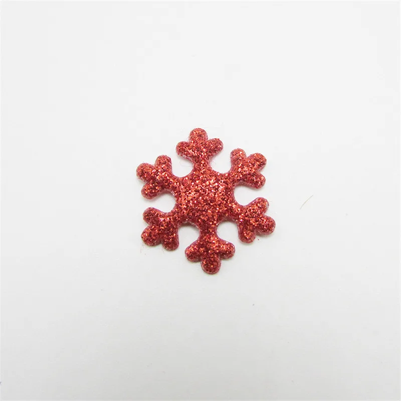 Red snowflake 50-200 шт. блестящая маленькая Снежинка, аппликация, сделай сам, товары для рукоделия, материалы для декора рождественской елки, Детские аксессуары украшения для волос - Color: Red snowflake
