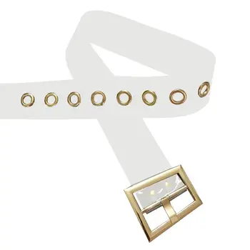 

Transparent Belt Fashionable Golden Metal Buckle Wide Waist Belt for Woman Dress Jane Jeans Pants