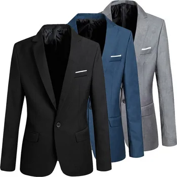 

Men Slim Fit Office Blazer Jacket Fashion Solid Mens Suit Jacket Wedding Dress Coat Casual Business Male Suit Coat2020