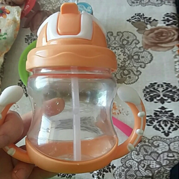 320 мл детская бутылочка, детская силиконовая чашка, Детские Обучающие чашки, милая детская бутылочка для питья, с соломенной ручкой