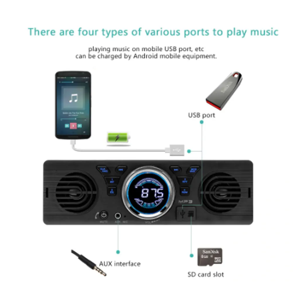Плеер радио аудио автомобиля универсальный стерео MP3 TF AUX автомобиля Bluetooth AV252B Премиум