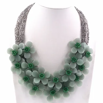 

Natural Aventurine Quartz Pearl and Flower Jades Necklace