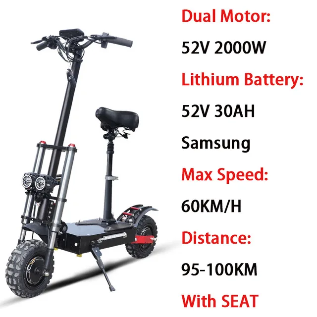 2000w52v30ahwithseat Электрический скутер 3200W Monopattino Elettrico 52 V/60 V Patinete Electronic Adulto EScooter Eléctrico Trotinette electronque Adulte - Цвет: 2000w52v30ahwithseat