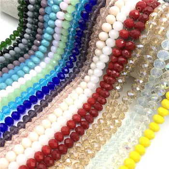

10 Strands Colorful Crystal Rondelle Beads Faceted Glass Beads Small Beads for Jewelry Making DIY Jewelry Accessories Wholesale